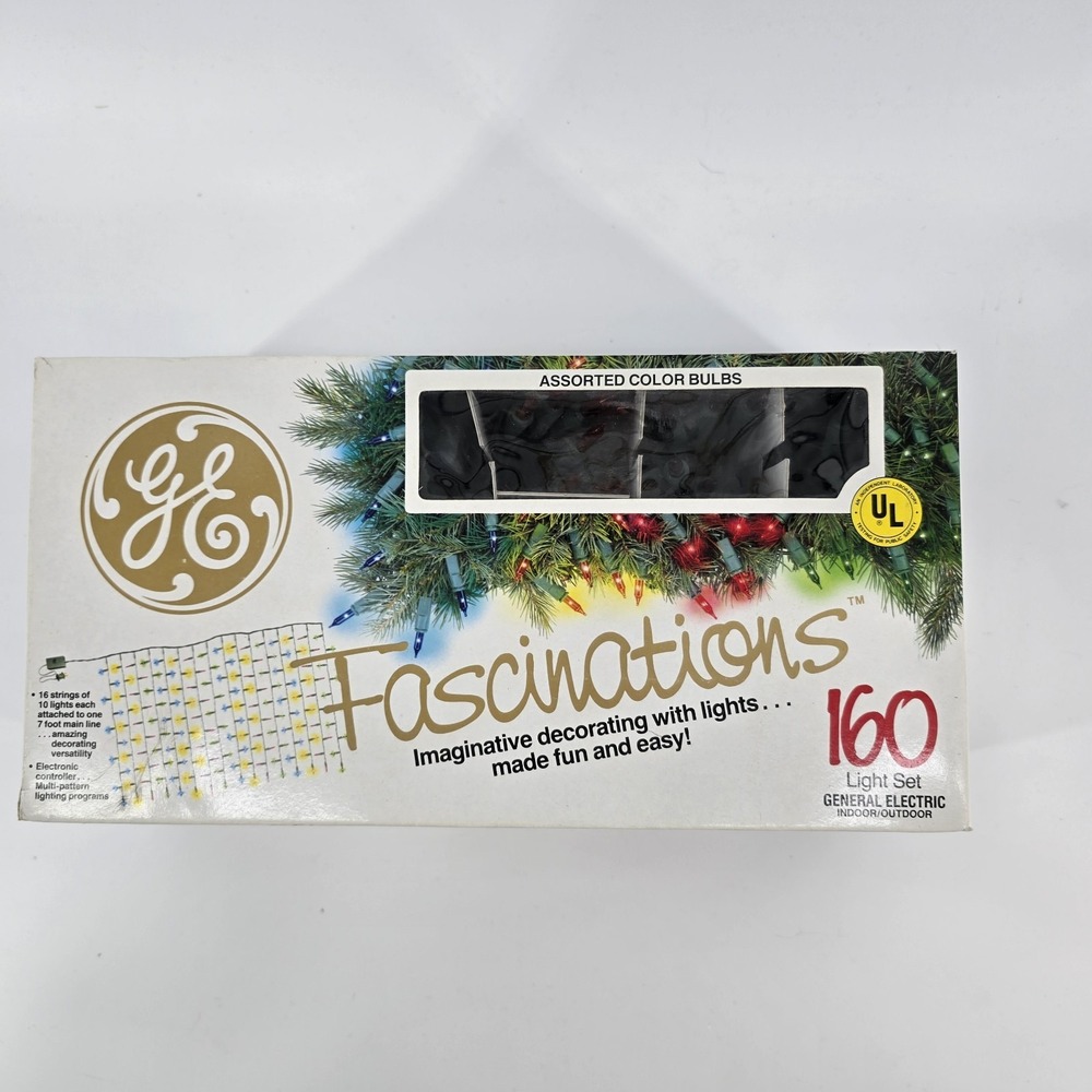 Vtg  GE Fascinations Multi Pattern 160 Christmas Light Set 1990 New‎ Tested